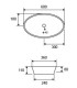 Lavabo bagno ovale 59x38,5x19 cm da appoggio senza foro rubinetteria in ceramica con troppo pieno scheda tecnica