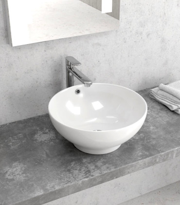 Lavabo bagno 40x40x17 cm tondo da appoggio in ceramica senza foro rubinetto bagno LT3065 ap shop online