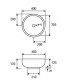 Lavabo bagno 40x40x17 cm tondo da appoggio in ceramica senza foro rubinetto scheda tecnica