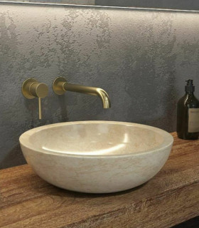 Lavabo ciotola bagno in marmo crema 40 x 12 cm da appoggio bagno Elena  ap shop online