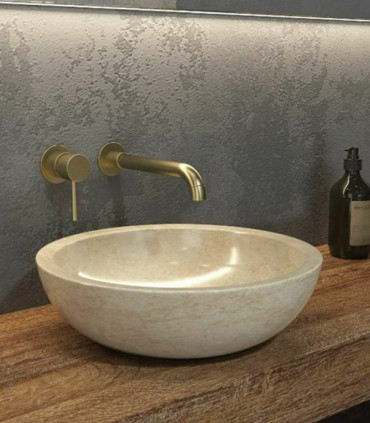 Lavabo ciotola bagno in marmo crema 40 x 12 cm da appoggio bagno Elena  ap shop online