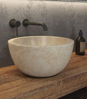 Lavabo ciotola bagno in marmo crema 40 x 20 cm da appoggio bagno Leyla sbp cream ap shop online