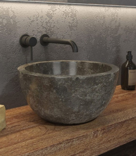 Lavabo ciotola bagno in marmo nero 40 x 20 cm da appoggio per mensoloni bagno Leyla sbp nero ap shop online