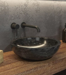 Lavabo ciotola bagno in marmo nero ovale 40x35x15 cm da appoggio per mensoloni bagno Leonor sop nero ap shop online