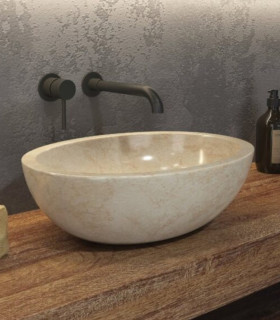Lavabo ciotola bagno in marmo ovale color crema 40x35x15 cm da appoggio  Leonor sop cream ap shop online