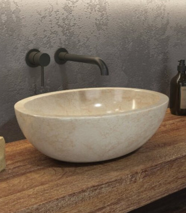 Lavabo ciotola bagno in marmo ovale color crema 40x35x15 cm da appoggio  Leonor sop cream ap shop online
