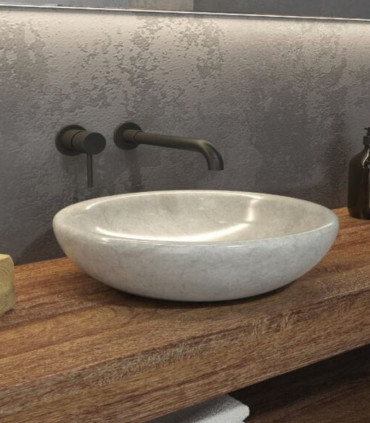 Lavabo ciotola bagno tondo in marmo color crema 40x12 cm da appoggio per mensoloni bagno Sora sblr cream ap shop online