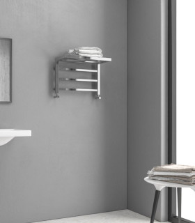 Termoarredo Scaldasalviette Bagno 35x50cm Interasse 47cm in Acciaio Inox Finitura Cromo. ''Design 1''