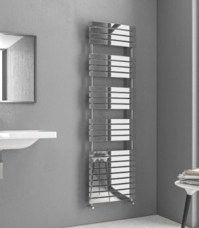 Termoarredo scaldasalviette bagno 174x50cm Interasse 43cm in Acciaio Inox finitura Cromo "Pukita''