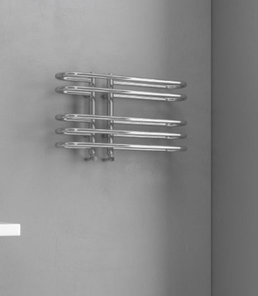 Termoarredo Scaldasalviette Bagno 40x70cm Interasse 9cm in Acciaio Inox finitura Cromo ''Dora''