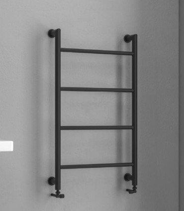 Termoarredo Scaldasalviette bagno 90x56cm Interasse 50 cm in Acciaio Inox finitura nero opaco ''Design6-900 Nero''.
