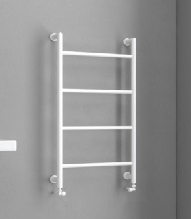 Termoarredo Scaldasalviette bagno 90x56cm Interasse 50cm in Acciaio Inox finitura bianco ''Design6-900 Bianco''.