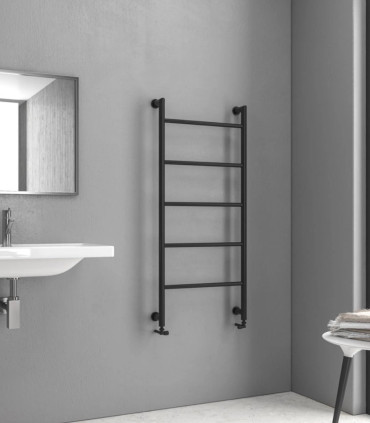 Termoarredo Scaldasalviette bagno 120x56cm Interasse 50cm in Acciaio Inox finitura Nero Opaco ''Design 6-1200''