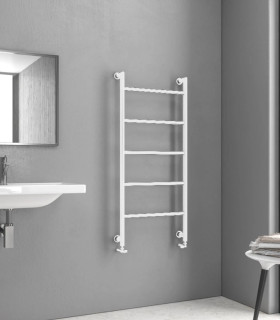 Termoarredo Scaldasalviette bagno 120x56cm Interasse 50 cm in Acciaio Inox finitura Bianco ''Design 6-1200''