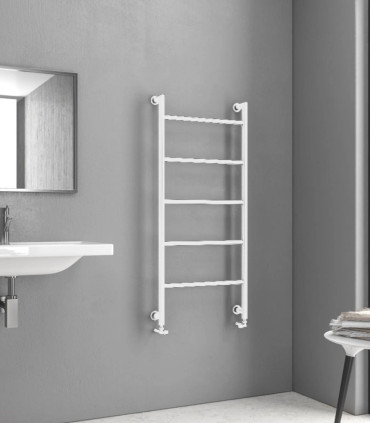 Termoarredo Scaldasalviette bagno 120x56cm Interasse 50 cm in Acciaio Inox finitura Bianco ''Design 6-1200''