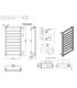 Termoarredo Scaldasalviette bagno 90x50cm Interasse 46cm in Acciaio Inox finitura Nero ''Design 7-900 Nero'' scheda tecnica