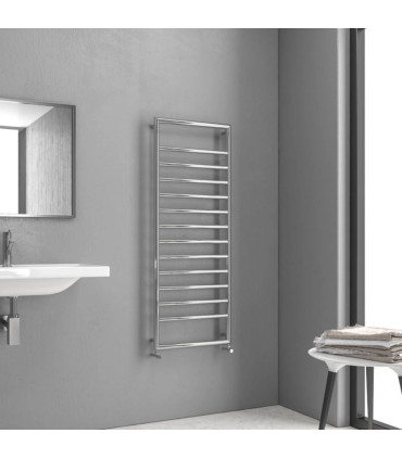 Termoarredo scaldasalviette bagno 130x50cm Interasse 46cm in Acciaio Inox finitura cromo ''Design 7-1300 Chrome''