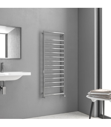 Termoarredo scaldasalviette bagno 130x50cm Interasse 46cm in Acciaio Inox finitura nero''Design 7-1300 Nero''