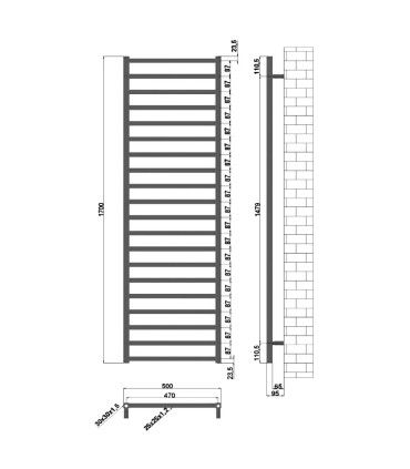 Scaldasalviette Bagno ''Karnak 1700 '' 170x50cm Interasse 47cm In Acciaio Finitura Cromo I karag I Ap shop