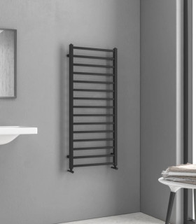 Termoarredo scaldasalviette bagno 170x50 cm Interasse 47 cm in acciaio inox finitura cromo ''Karnak 1700 Nero''
