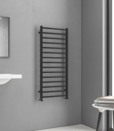 Termoarredo scaldasalviette bagno 170x50 cm Interasse 47 cm in acciaio inox finitura cromo ''Karnak 1700 Nero''