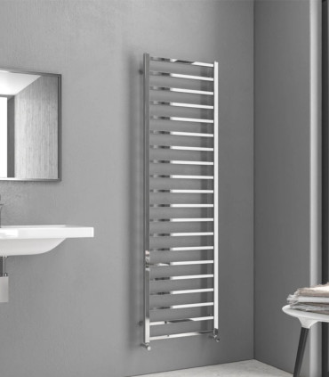 Termoarredo Scaldasalviette bagno 100x50cm Interasse 47cm in acciaio inox finitura cromo ''Karnak 1000 Chrome''