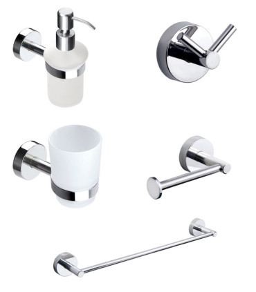 Set Accessori Bagno 5 pezzi in Acciaio inox Aisi 18/10 ''Uno Chrome''