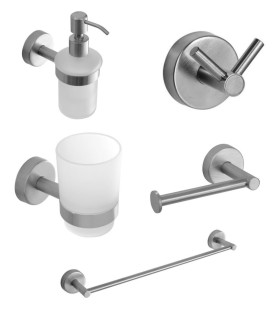 Set 5 pezzi Accessori Bagno in Acciaio inox Aisi 18/10 ''Uno Satine''