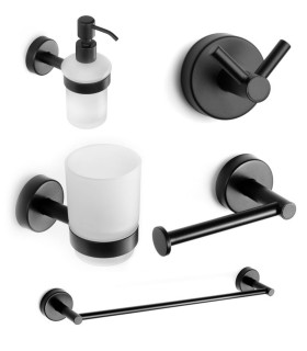 Set Accessori Bagno 5 pezzi in Acciaio inox Aisi 18 10 ''Uno Chrome'' nero