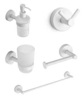 Set Accessori Bagno 5 pezzi Inox  Aisi Bianco Opaco