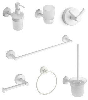 Set Accessori Bagno 7 pezzi Inox  Aisi Bianco Opaco