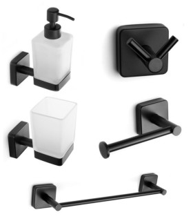 Set Accessori Bagno 5 pezzi Inox  Aisi Quattro Nero Opaco