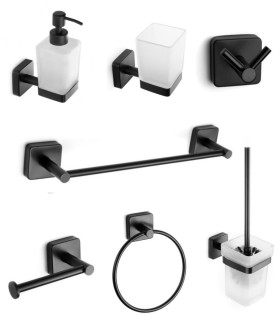 Set Accessori Bagno 7 pezzi Inox Aisi Quattro Nero Opaco