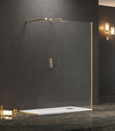 Parete doccia Walkin-in 140 cm profilo Oro Lucido| AP SHOP ONLINE