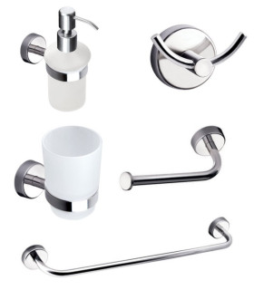 Set Accessori Bagno 5 pezzi in Acciaio inox Aisi 18 10 Moderno Chrome