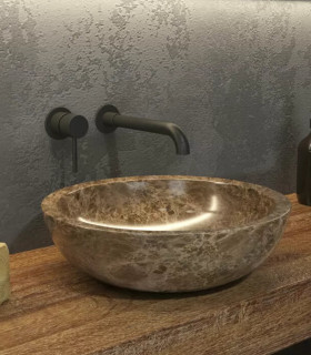 Lavabo ciotola bagno in marmo ovale color crema 40x35x15 cm da appoggio per mensoloni bagno Leonor soph cream
