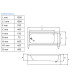 Vasca Da Bagno 150x70cm rettangolare in Acrilico solo guscio ''Aria'' scheda tecnica