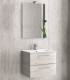 Mobile da bagno sospeso 60cm con 2 cassetti e specchio filo lucido ''New Elsa'' Ice oak
