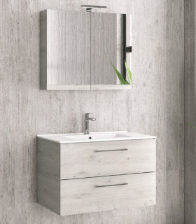 Mobile Bagno Sospeso 75cm Con Specchio Contenitore ''New Elsa'' Ice Oak I Karag I Ap shop