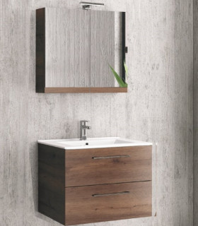 Mobile da bagno sospeso 75cm con specchio contenitore ''New Elsa'' brown