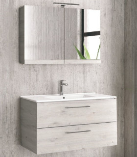 Mobile da bagno sospeso 90cm con specchio contenitore ''New Elsa'' ice oak