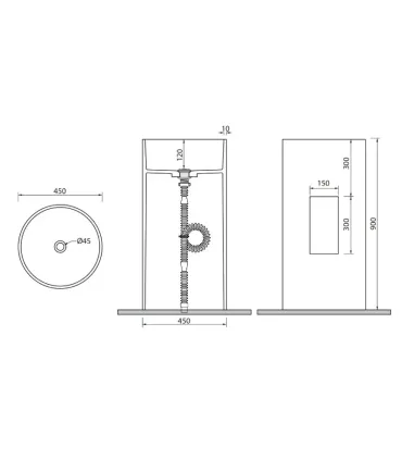 Lavabo a colonna grigio opaco centro stanza freestanding solid surface