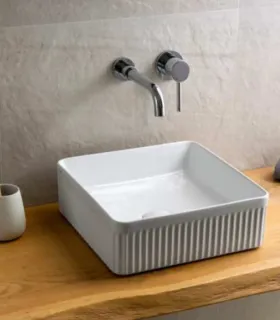Lavabo da Appoggio Cannettato Quadrato