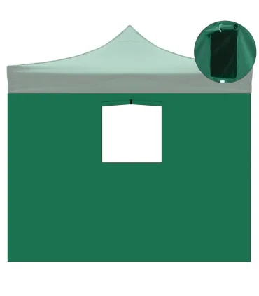 Telo laterale 3x2mt verde impermeabile con finestra per gazebo richiudibile 3x3mt