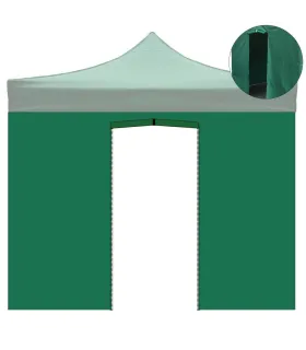 Telo laterale 3x2m verde impermeabile con porta avvolgibile per gazebo richiudibile 3x3mt
