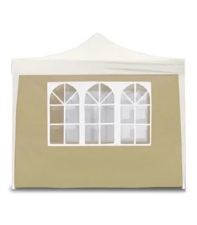 Telo laterale 3x2m beige con finestre per gazebo richiudibile 3x3mt