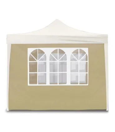 Telo laterale 3x2m beige con finestre per gazebo richiudibile 3x3mt