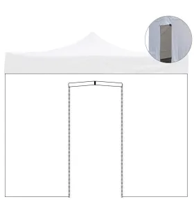 Telo laterale 3x2m bianco impermeabile con porta avvolgibile per gazebo richiudibile 3x3mt