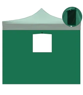 Telo laterale 3x2mt verde impermeabile con finestra per gazebo richiudibile 3x3mt