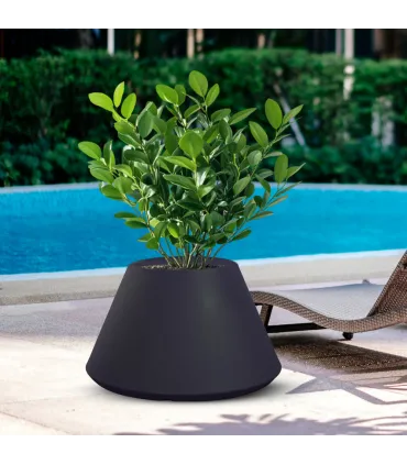 Vaso in resina da esterno interno per piante tondo conico design d.60x35h Stromboli Antracite